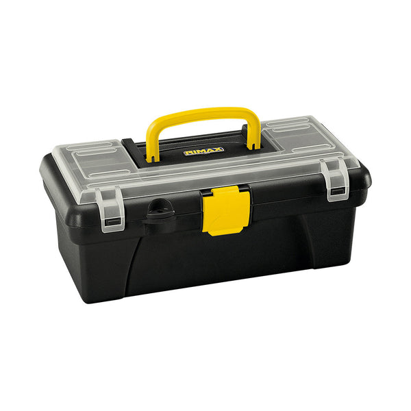 Caja Herramientas 12" con Tapa Organizadora Cerradura Plástica Negro