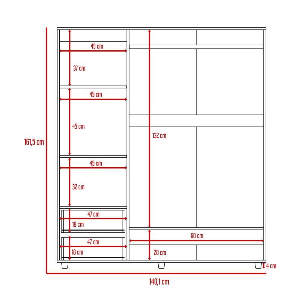 Closet Light color Nogal y Blanco para Habitación.