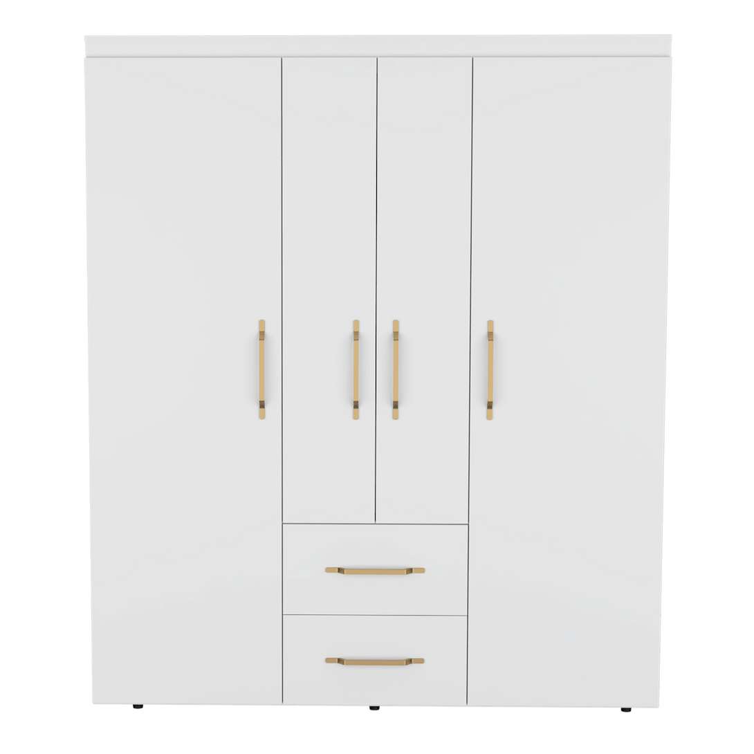 Closet Eco Golden, Blanco y Dorado, Variedad de Entrepaños y Cuatro Puertas Abatibles - VIRTUAL MUEBLES