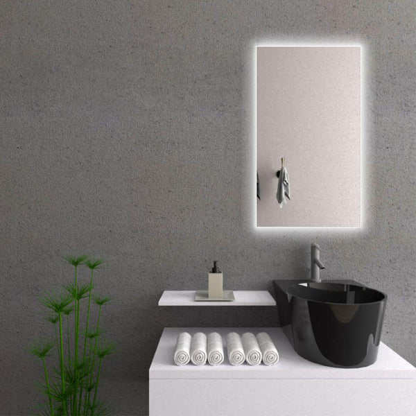 Espejo Rectangular Garda, Gris, con Luz Led
