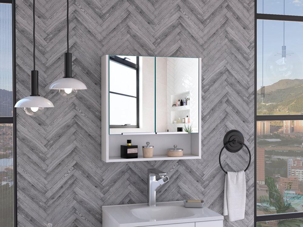 Gabinete de Baño Rawana, Blanco, Incluye Espejo y Entrepaños Para Guardar Objetos de Aseo ZF - VIRTUAL MUEBLES