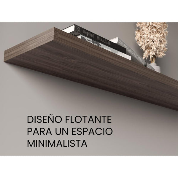 Repisa Flotante Shelf 120, Chocolate, con espacio para colocar objetos decorativos
