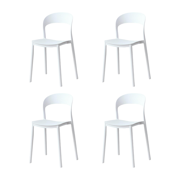 Silla Patrick, Color Blanco, Con espaldar y diseño Moderno X4