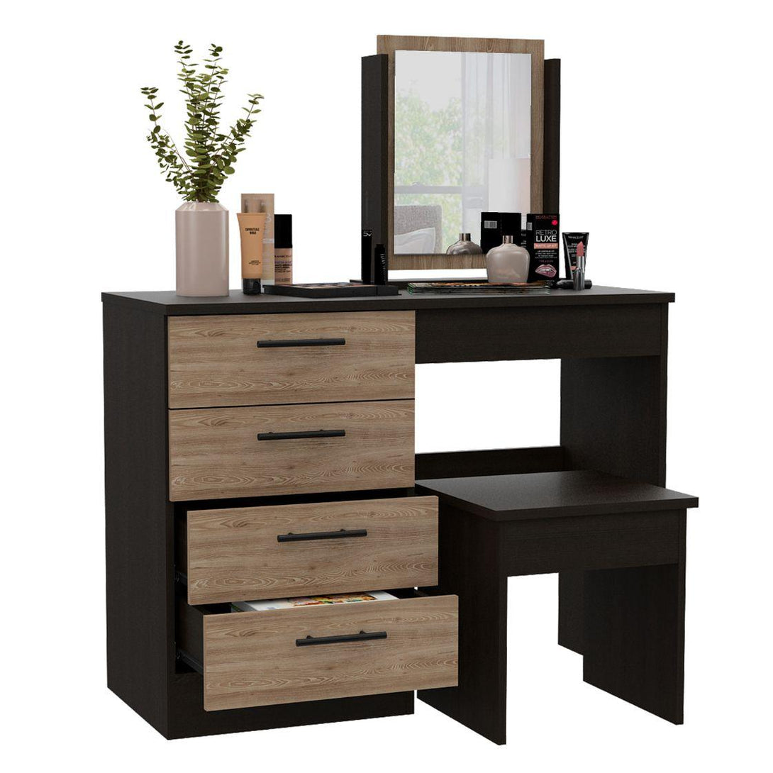 Mueble Tocador Wesley color Wengue y Miel para Habitación.